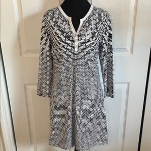 J. McLaughlin Catalina Cloth Black & White Geometric Print Dress Size Small